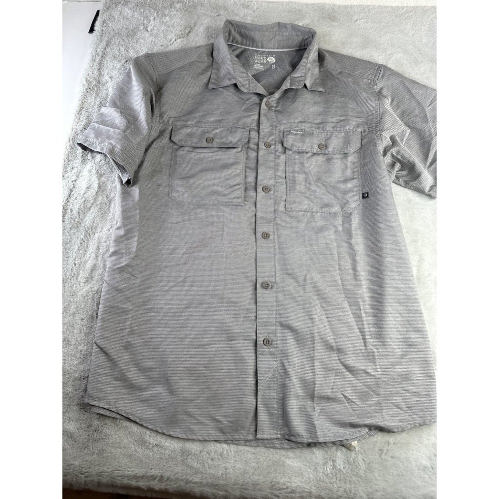 Mountain HardWear Shirt Mens Medium Button Down Tech Wear Gray Casual Coastal‎